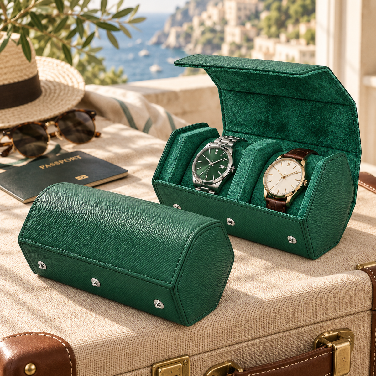 Étui de Voyage Émeraude 2 Montres – Vendôme.