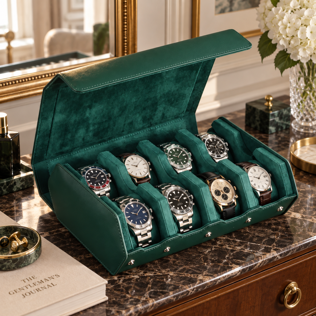 Étui de Voyage Émeraude 8 Montres – Vendôme.