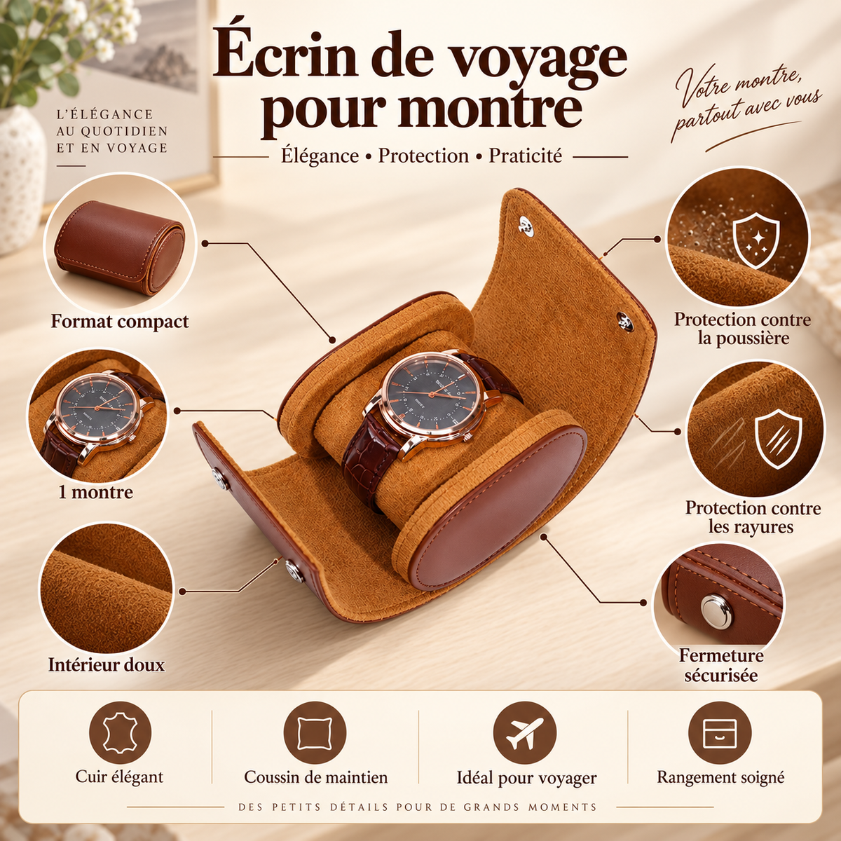 Étui de Voyage pour 1 Montre – Auguste