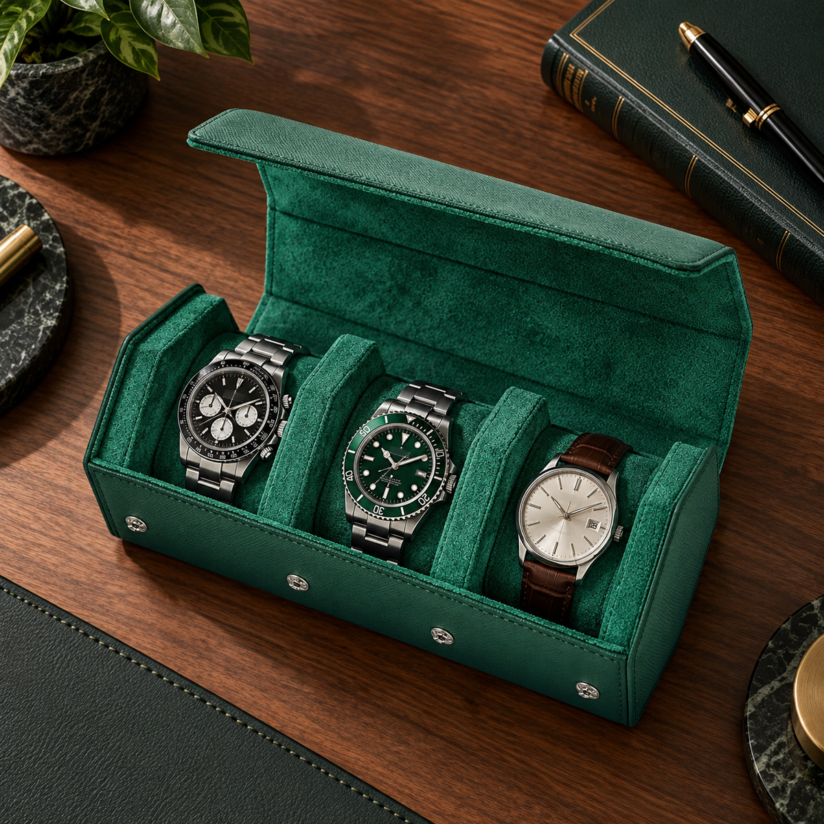Étui de Voyage Émeraude 3 Montres – Vendôme.
