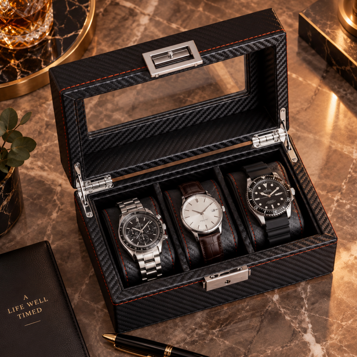 Boîte à Montres Effet Carbone – Monza™