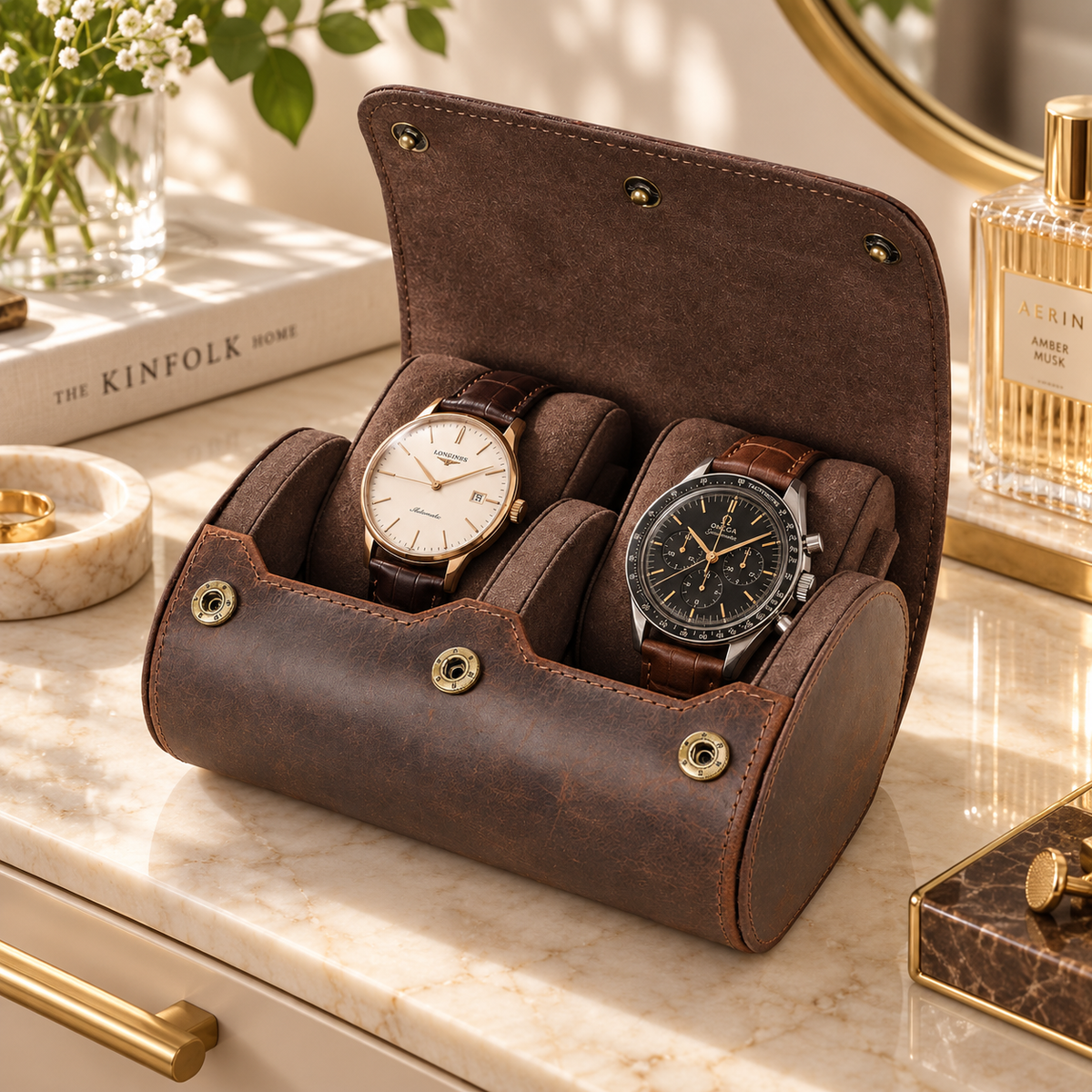 Étui à 2 Montres – Carmin