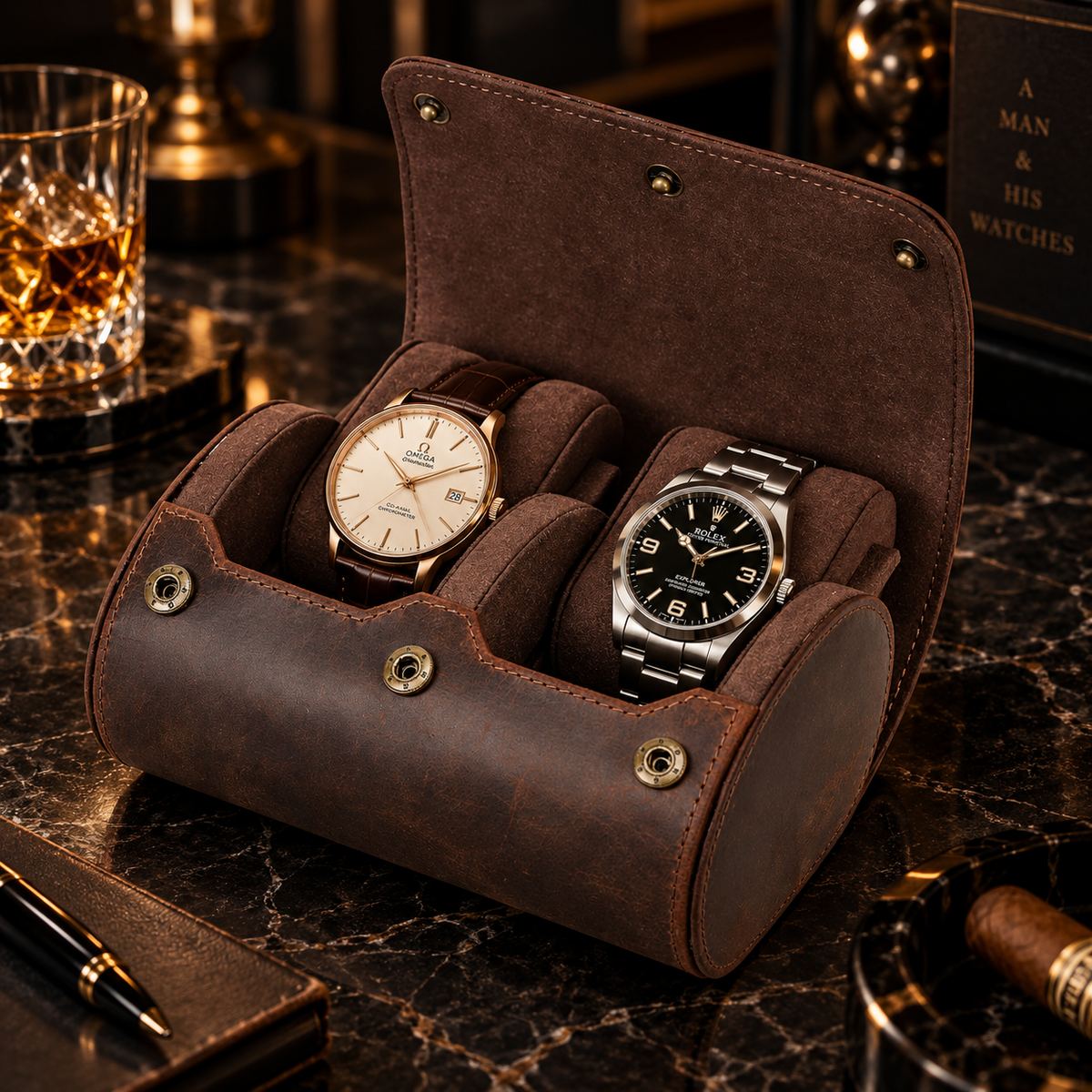 Étui à 2 Montres – Carmin
