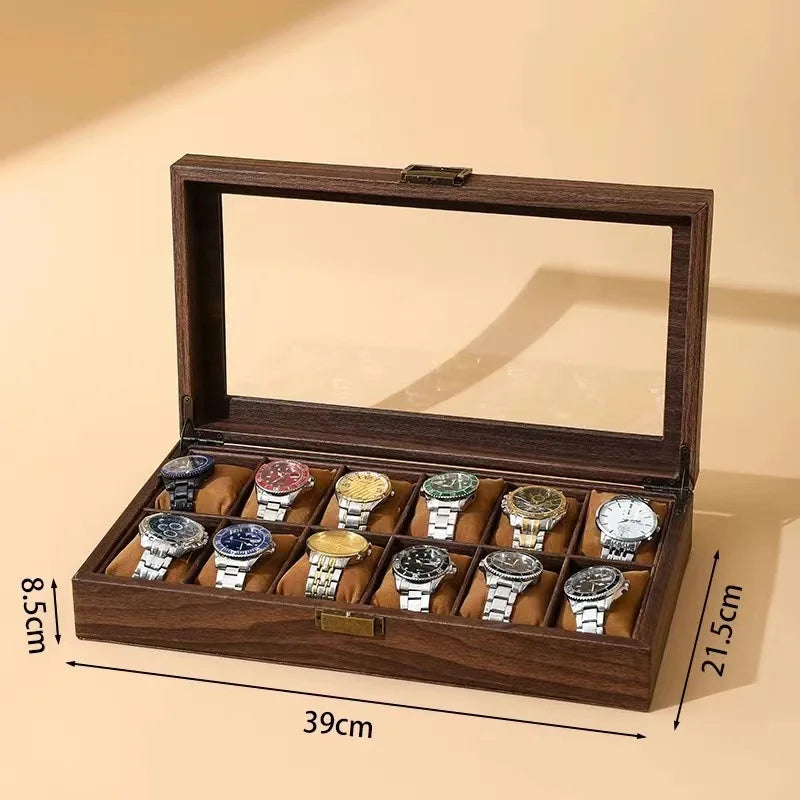New Style Retro Imitationv High End Transparent Windowed Watch Grain Leathe Storage Display Packaging Box Headpiece Storage Case