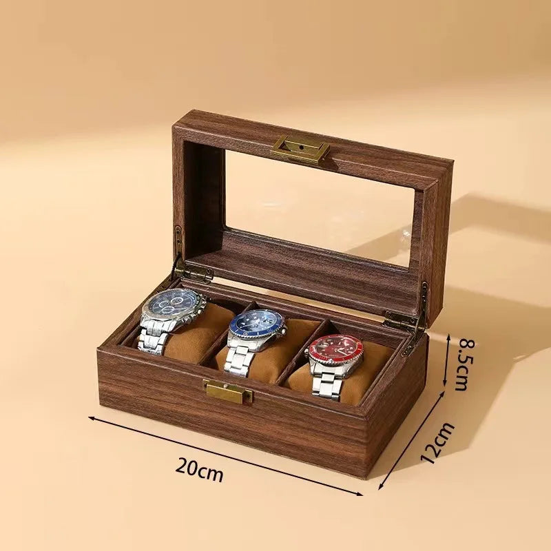 New Style Retro Imitationv High End Transparent Windowed Watch Grain Leathe Storage Display Packaging Box Headpiece Storage Case