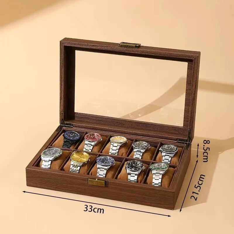New Style Retro Imitationv High End Transparent Windowed Watch Grain Leathe Storage Display Packaging Box Headpiece Storage Case