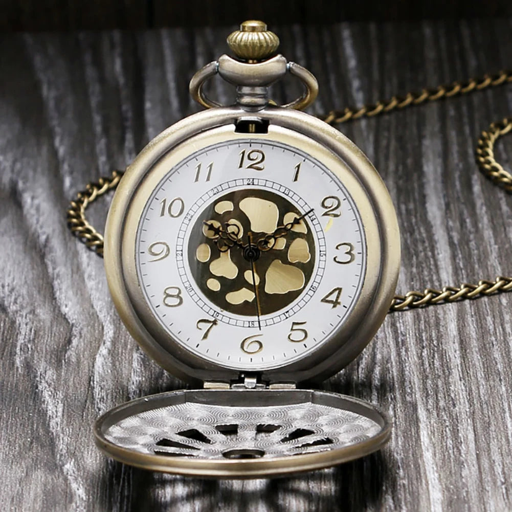 Montre à Gousset Bronze Vintage à Quartz avec Chaîne