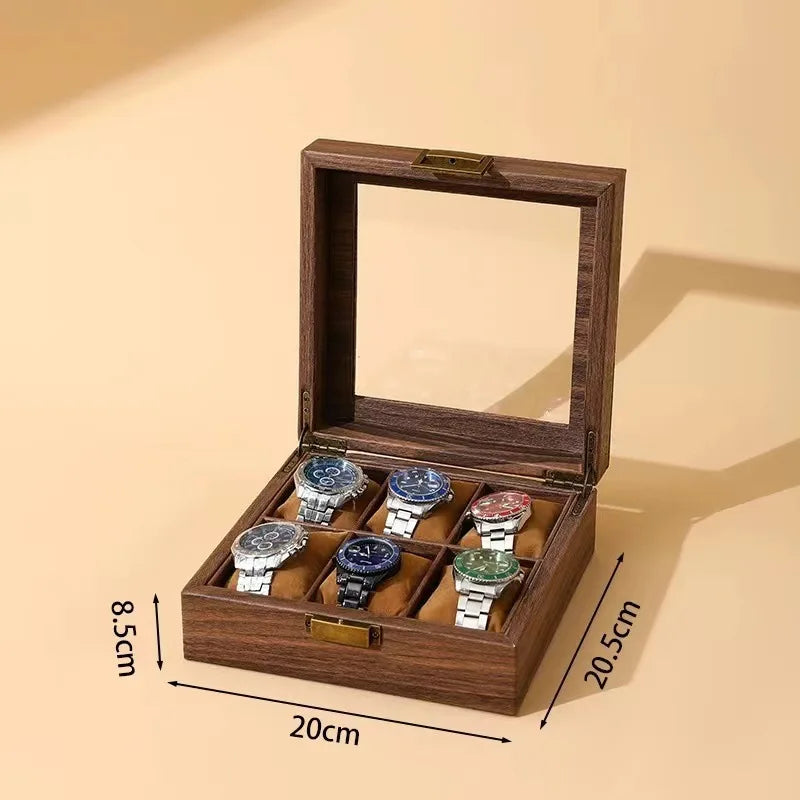 New Style Retro Imitationv High End Transparent Windowed Watch Grain Leathe Storage Display Packaging Box Headpiece Storage Case