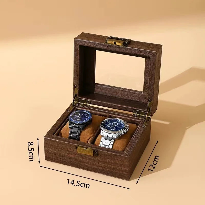 New Style Retro Imitationv High End Transparent Windowed Watch Grain Leathe Storage Display Packaging Box Headpiece Storage Case