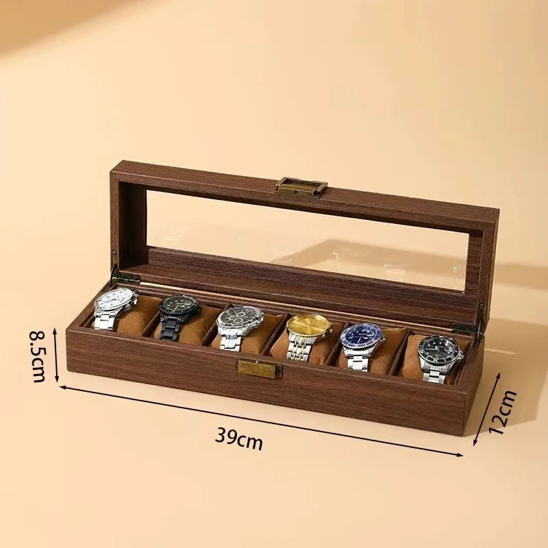 New Style Retro Imitationv High End Transparent Windowed Watch Grain Leathe Storage Display Packaging Box Headpiece Storage Case