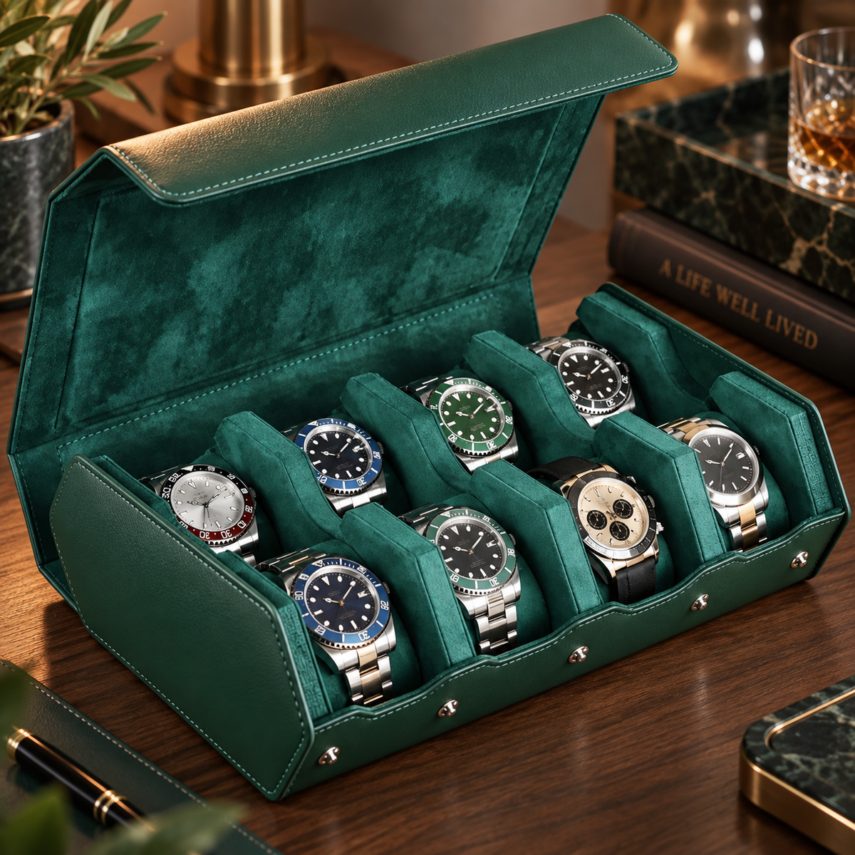 Étui de Voyage Émeraude 8 Montres – Vendôme.