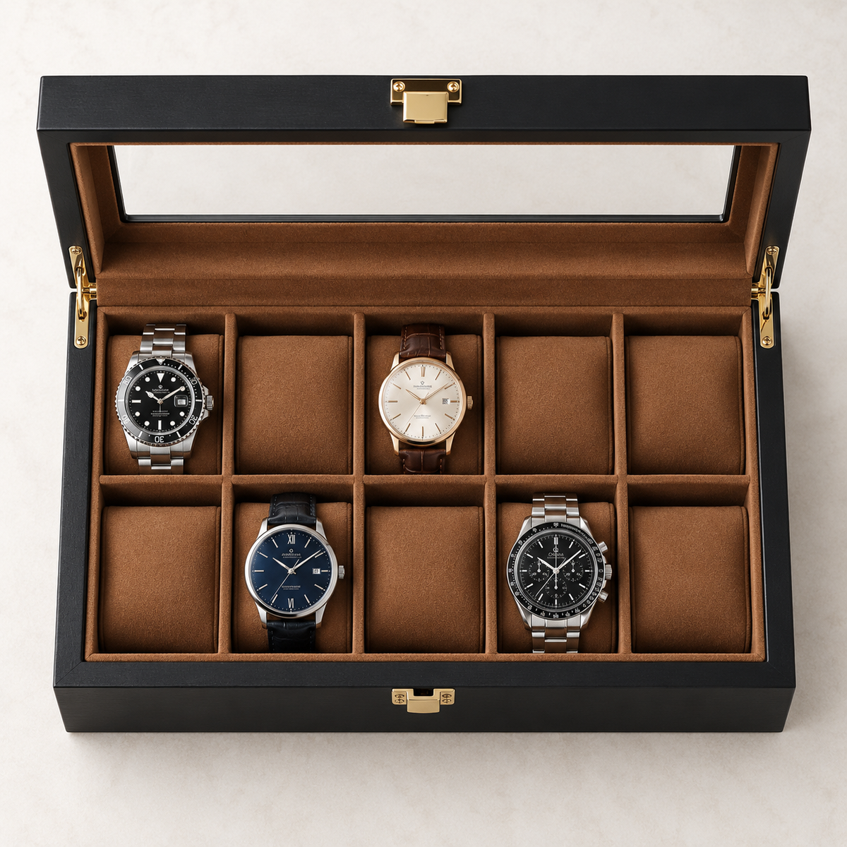Boîte à Montres en Bois 10 Compartiments – Écrin Kyoto