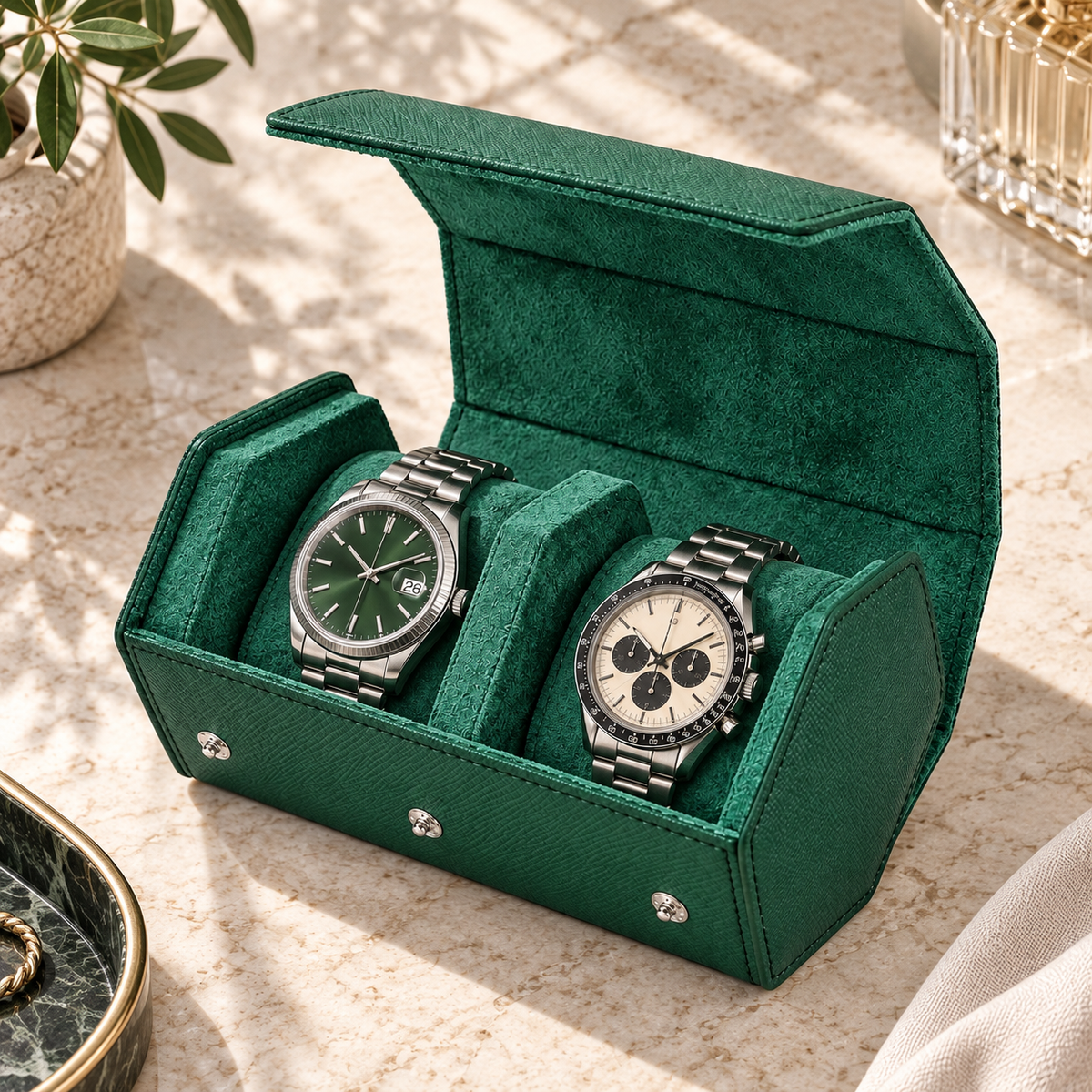 Étui de Voyage Émeraude 2 Montres – Vendôme.