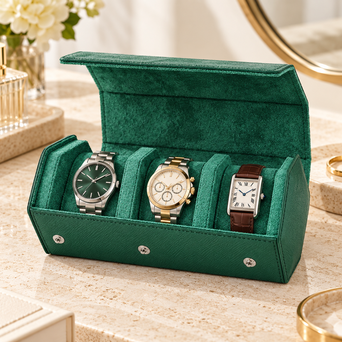 Étui de Voyage Émeraude 3 Montres – Vendôme.