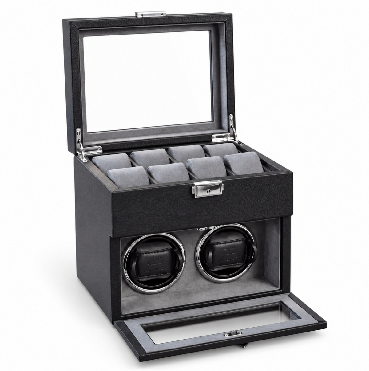 Coffret Remontoir Automatique pour Montres – Cuir Noir – Prestige