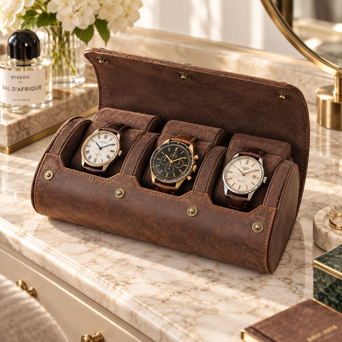 Étui à 3 Montres – Carmin