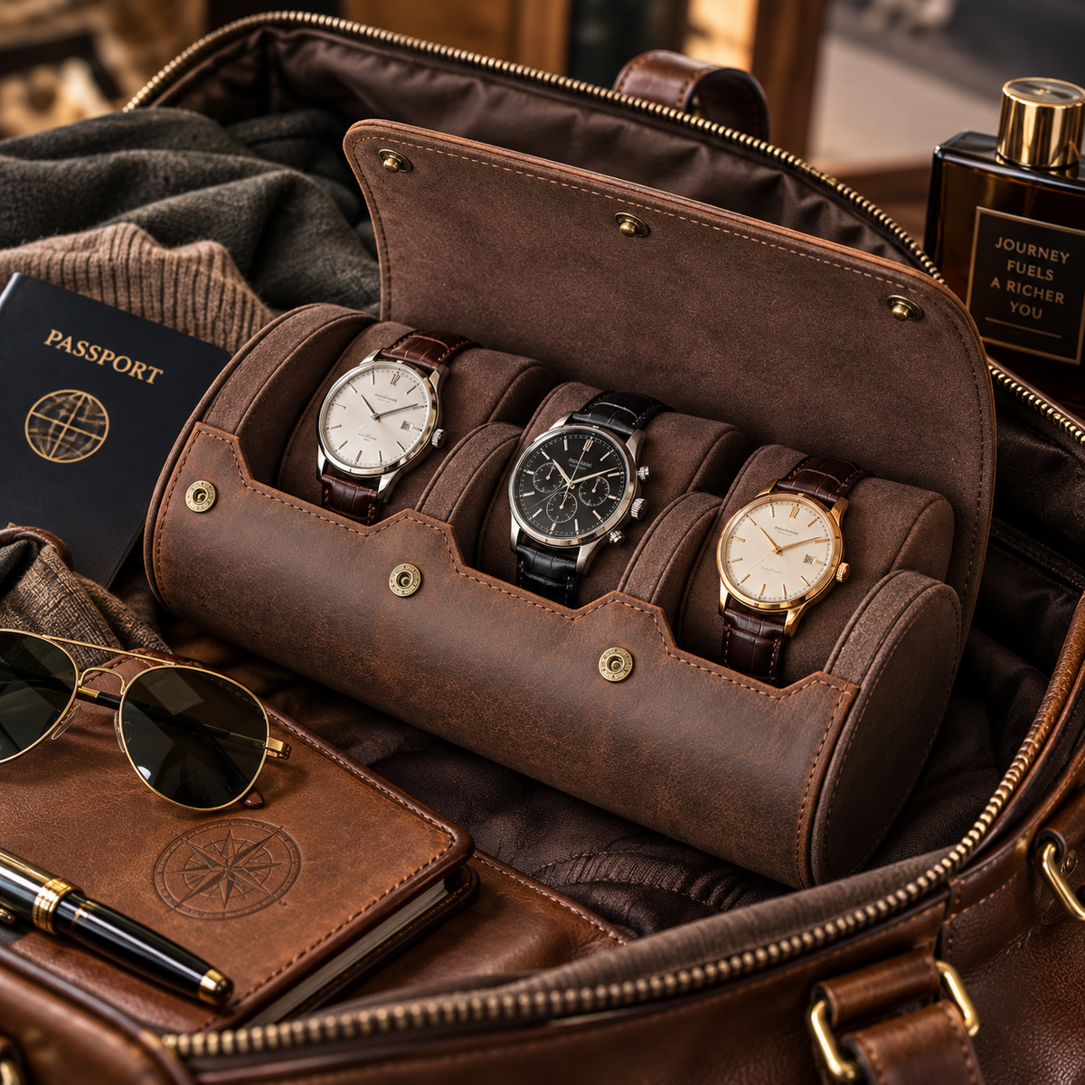 Étui à 3 Montres – Carmin