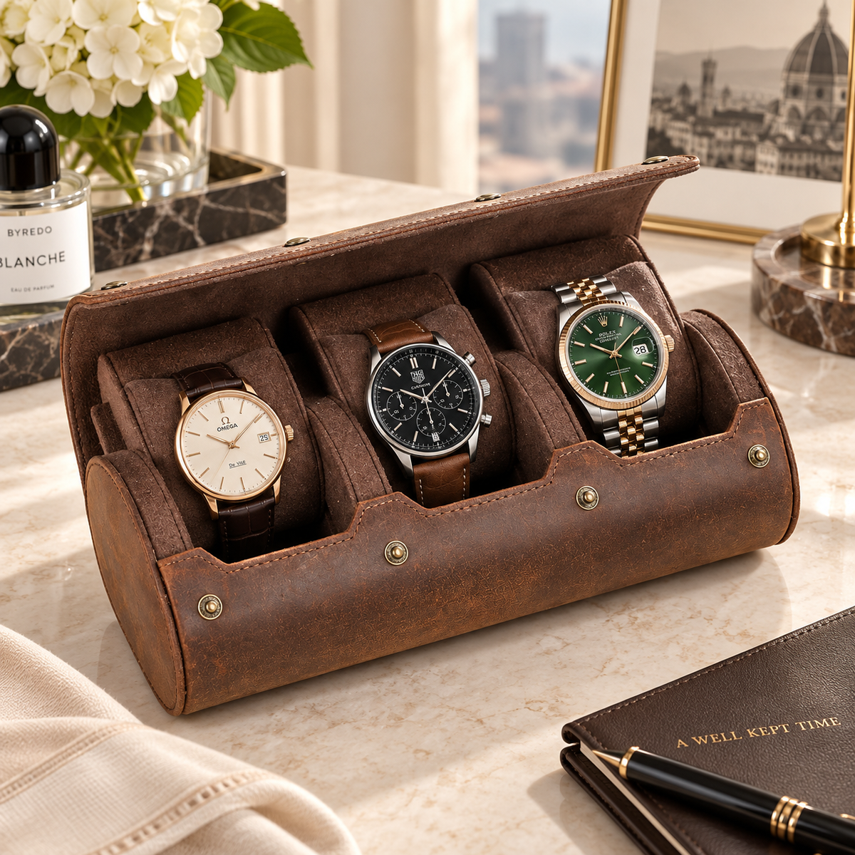 Étui à 3 Montres – Carmin