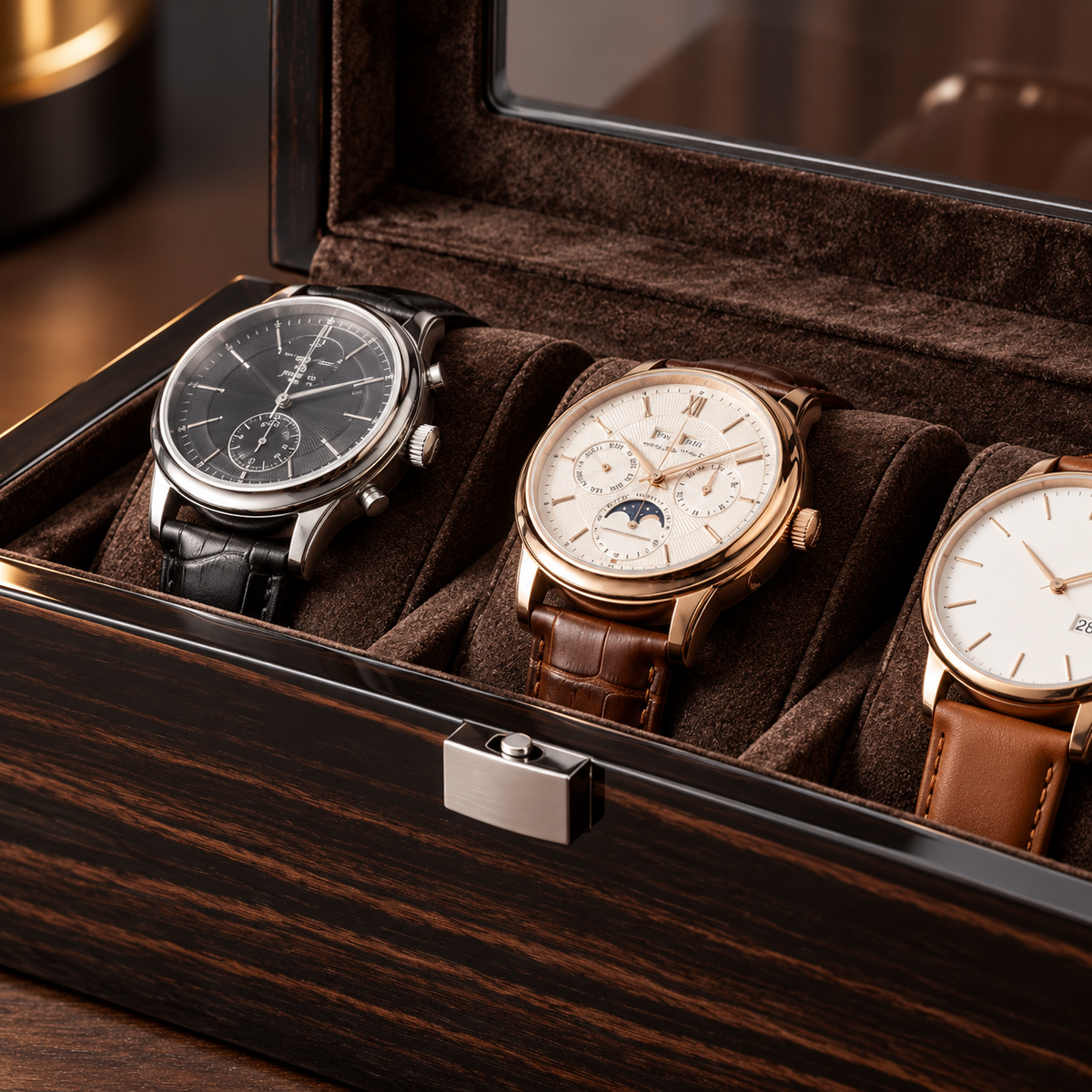 Boîte à Montres en Bois 3 Compartiments – The King