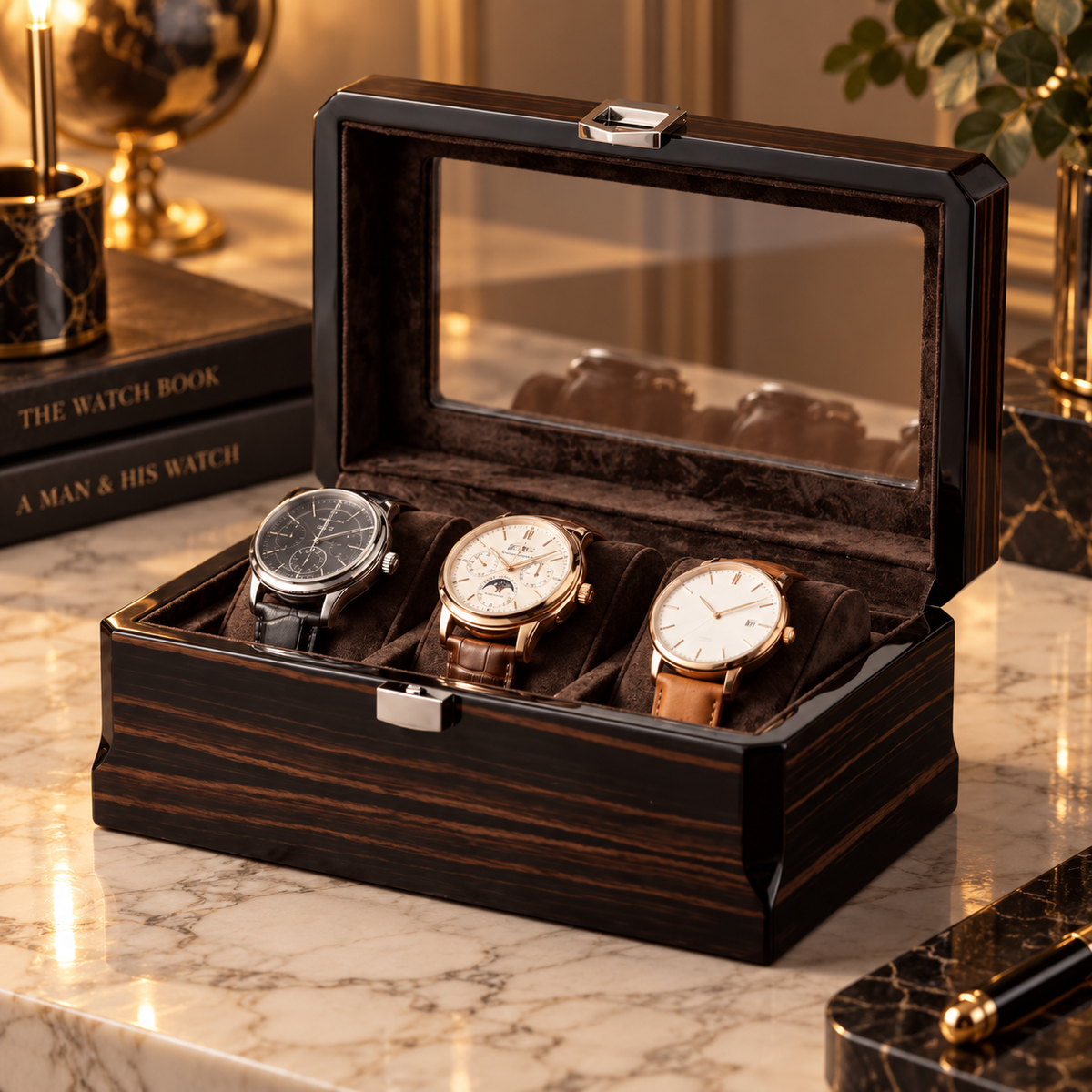 Boîte à Montres en Bois 3 Compartiments – The King