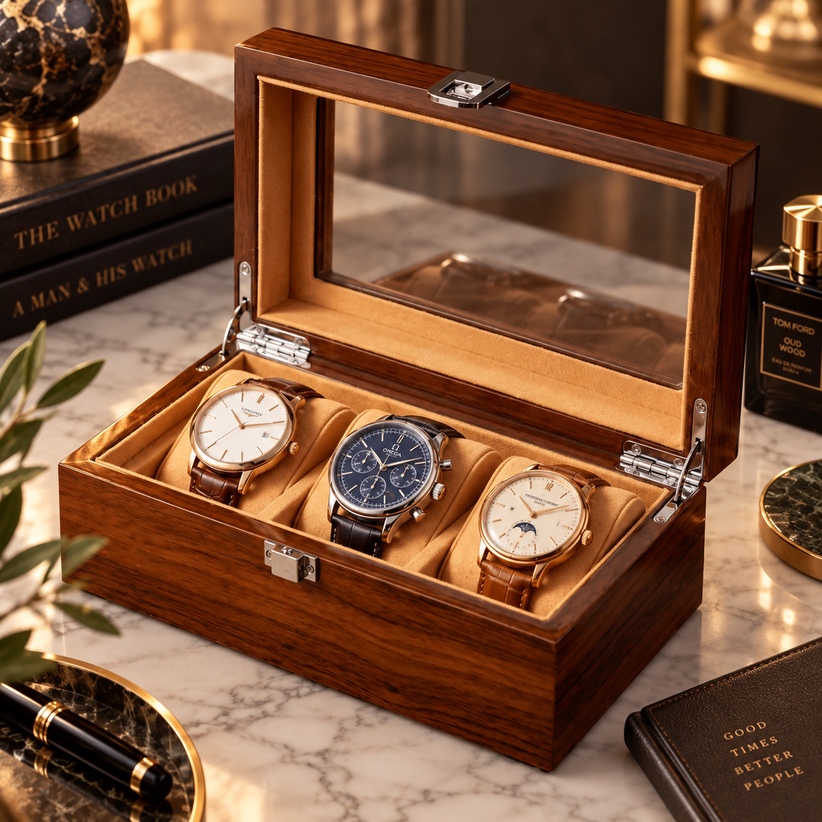 Boîte à Montres en Bois 3 Compartiments – The King