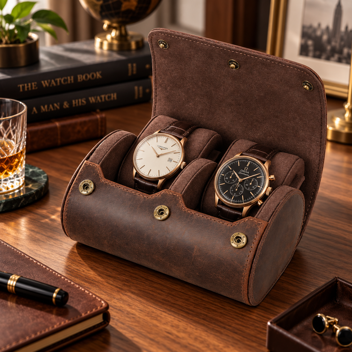 Étui à 2 Montres – Carmin