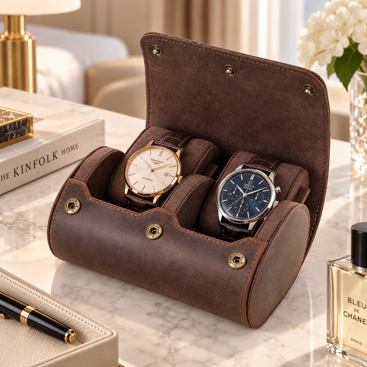 Étui à 2 Montres – Carmin