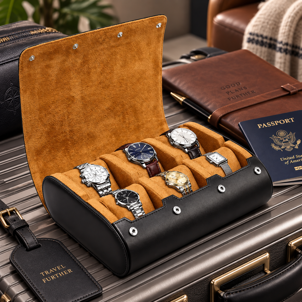 Boîte à Montres 6 Compartiments –  Sienne