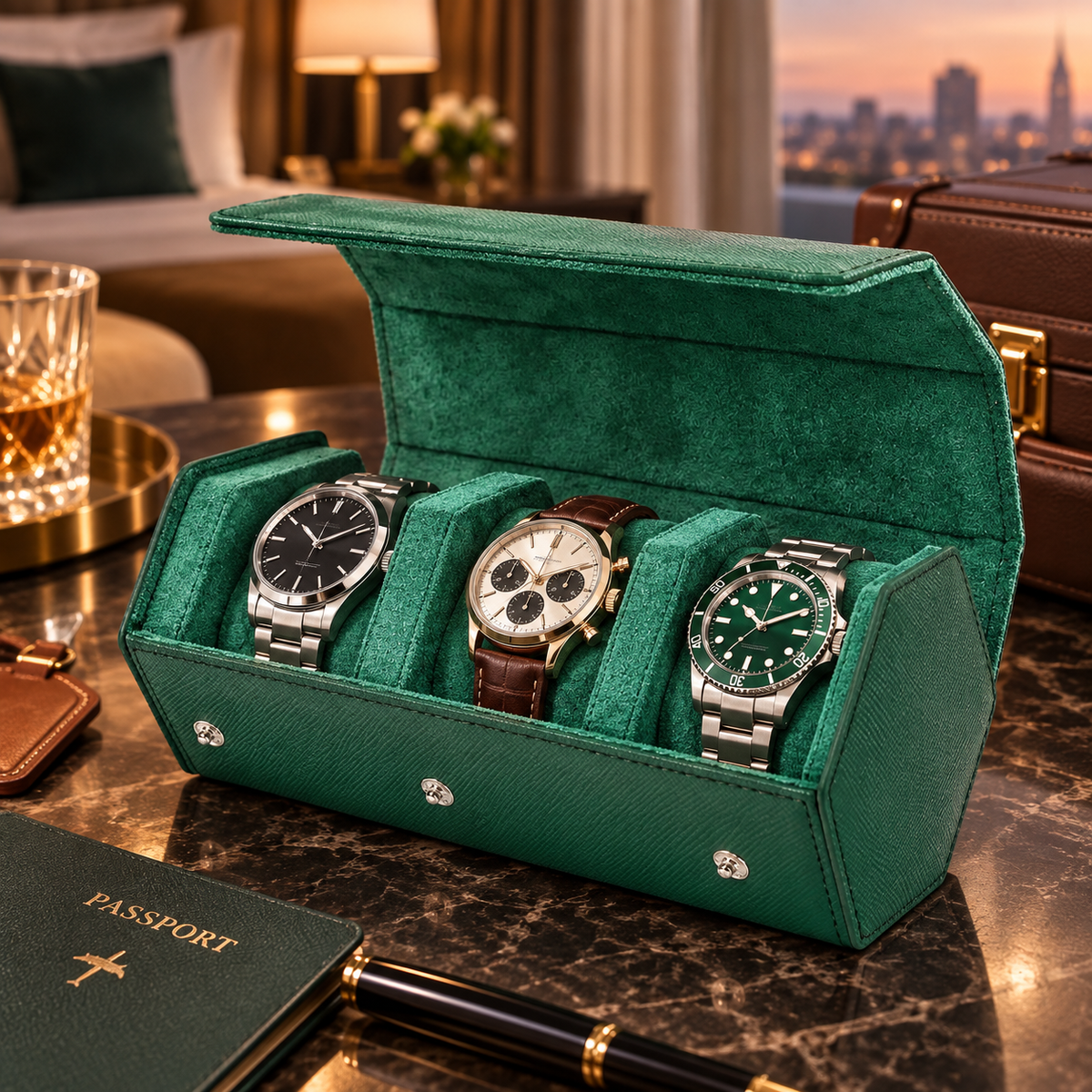 Étui de Voyage Émeraude 3 Montres – Vendôme.