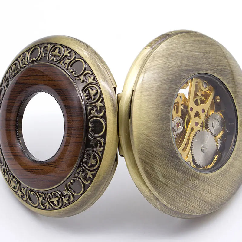 Montre à Gousset Mécanique Bois – Élégance Classique