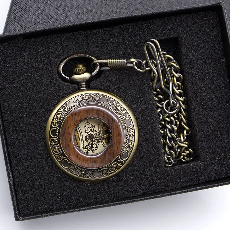 Montre à Gousset Mécanique Bois – Élégance Classique